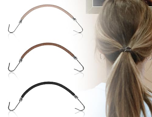 KAPSING 3 lazos elásticos para el pelo con ganchos, elásticos para el pelo, soporte ajustable para coleta, se adapta a la mayoría de peinados