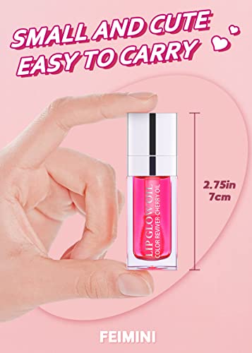 Feimini Hydrating Lip Glow Oil, Moisturizing Lip Oil Gloss Transparent Plumping Lip Gloss, Lip Oil Tinted For Lip Care And Dry Lips - Raspberry #TOP2