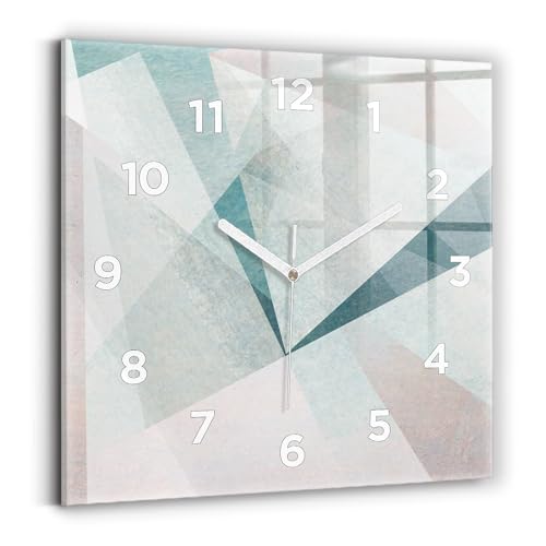 Horloge carrée numérique et analogique 30x30 cm à texture de triangles Wallfluent - 2