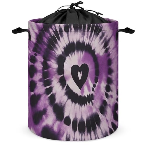 Panier à linge Tie-Dye violet pliable avec poignées pour vêtements - 2