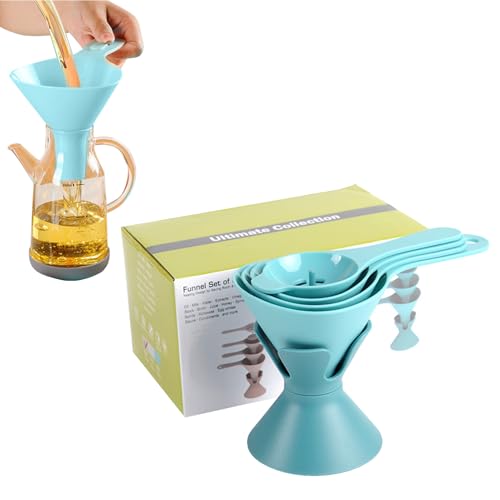 Funnels - 6-In-1 Multifunctional Funnel | Kitchen Funnels Set | Kitchen Funnel for Filling Bottles | Removable Strainer | Egg Separator Storage Base Suitable for All Kinds of Liquid, Solid Food