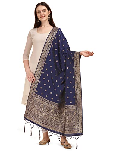 Image of DEVANGI Women's Woven Banarasi Silk Dupatta /Chunni For Women, Floral Print 1 Meter Wide and 2.3 Meter Length Printed Designer Dupatta /Chunni For Girls