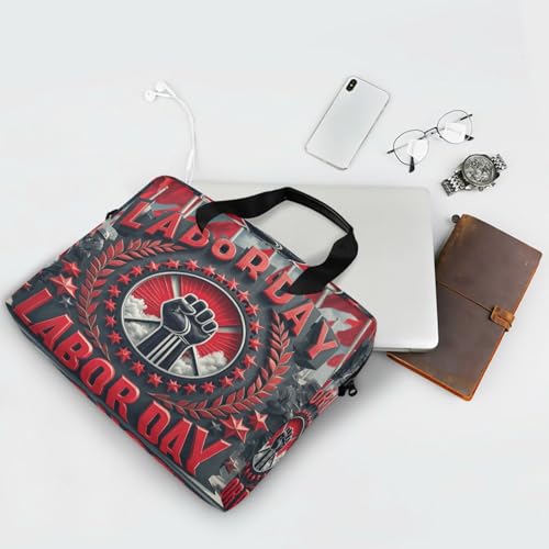 Maletín para laptop 15.6" rojo y negro con asa y correa miniatura 6