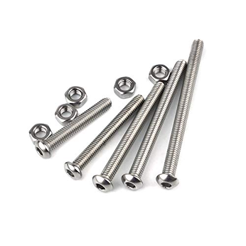 Hamineler 304 Stainless Steel M6 X 80/70/60/50/40Mm Metric Hex Socket Button Head Cap Bolts Screws Assortment Set With Nuts Allen Socket Drive #TOP2