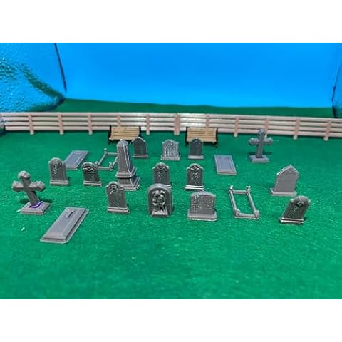 20 Miniature Grey Gravestones for Model Railway Cover