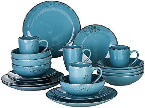 vancasso Navia Tropical Dinner Set, Stoneware Vintage Look Multicolored Dinnerware Tableware, 16 Pieces Dinner Service Set for 4, Include Dinner Plate, Dessert Plate, Cereal Bowl and Mug