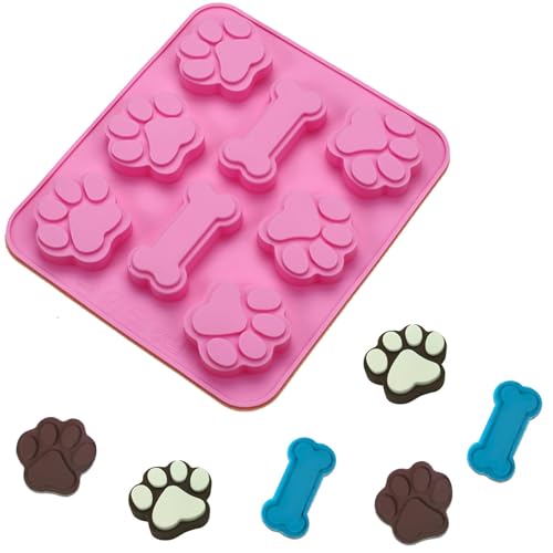 DEVENTORZ 猫の肉球 犬の骨 ケーキ型 シリコンモールド 可愛い ケーキ型 足跡モールド チョコ型 シリコン型 シリコンモールド チョコレート型 お菓子型 クッキー型 ケーキ型 製菓道具 ゼリー プディング 焼き型 キッチンツール 手工芸品道具 手