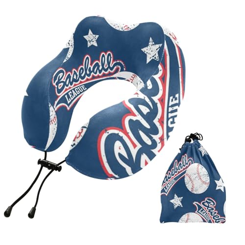 SUABO Travel Neck Pillow, Baseball Stars Memory Foam Pillow Neck Pillow for Airplane Car Home Recliner Use