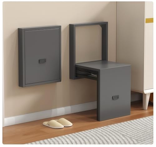 Zapatero plegable de pared con tapa, taburete de madera para entrada, baño, pasillo (blanco) - Ahorro de espacio para zapatos y botas
