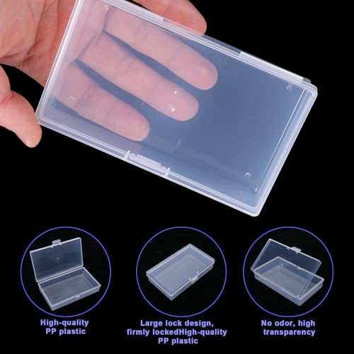Image of 5.3X3.1 Inch 4 Pack Mini Plastic Storage Containers Box with Lid, Rectangle Clear Storage Boxes Clear Rectangle Box Organizer for Collecting Small Items Beads Jewelry Game Pieces Business Cards
