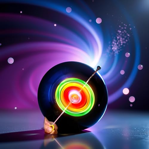 Schwungrad-Spinner, Fidget-Licht, Regenbogen-Lichtshow, Orbitalblitz, Geschenk für Erwachsene, blinkend, leuchtet im Dunkeln, buntes