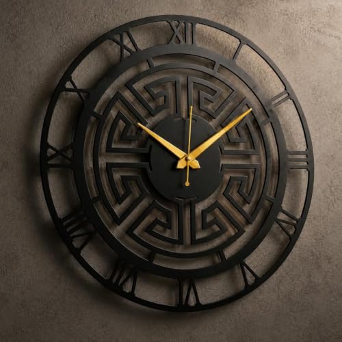 Image of 40 cm Metal Wall Clock | Silent Non-Ticking Skeleton Wall Clock | Modern Black Iron Analog Clock for Living Room, Bedroom, Hall, Office & Home Decor (Design-8)