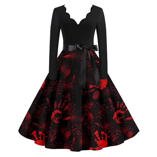 MOKBAY Halloween Kostüm Spinne Geist Partykleid Cosplay Teufel Übergröße Sexy Halloweenkostüm Costume Medieval Kleider Kostüme Hexe Kleidung Blutiges Kleid Blutig Halloween Kostüm Kleid XXL