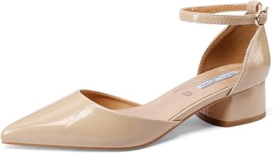 QUEEN HELENA Décolleté con Tacco Basso Scarpe Eleganti a Punta Chiusa con Cinturino Donna ZM9905