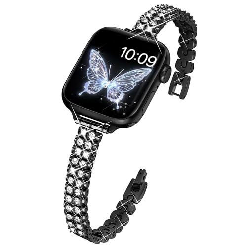 Bracelet fin Apple Watch femme en métal diamant pour remplacer le silicone