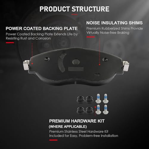 Image of cciyu D1633 Front Ceramic Disc Brake Pads Kit For Audi For A3 2020,For A3 Quattro 2020,For A7 Quattro 2017-2018,For VW For CC 2013-2016,For Golf R 2015-2019,For GTI 2016-2021,For Jetta 2019-2023