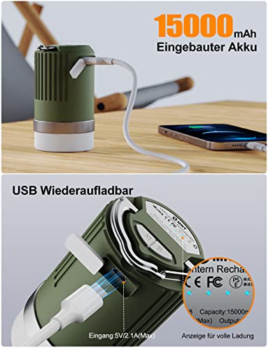 EMNT LED Campinglampe 15000mAh mit USB Aufladbar Camping Laterne Tragbar Wasserdicht, Camping Licht mit 4 Lichtmodi für… - Image 5