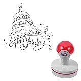 Seasonstorm Happy Birthday Cake Self-Inking Photosensitive Planner Scrapbooking Stamps for Card Making Bullet Journal Art Supplies Round 1.6 inches Black Ink