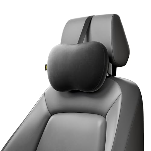 Image of Frido Mini Car Neck Pillow | Compact Ergonomic Memory Foam | Relieves Neck & Shoulder Strain | Ultrasoft Neck Rest Pillow for Comfortable Rides | Breathable Microfiber | Washable Velvet Cover | Black
