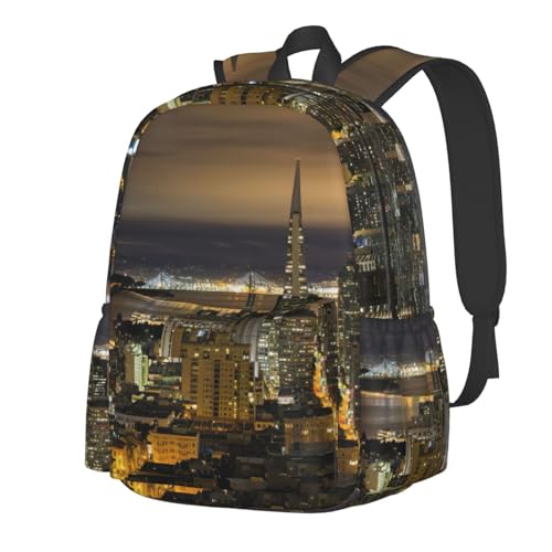 Sac à dos d'école vue nocturne de la ville pour garçons et filles