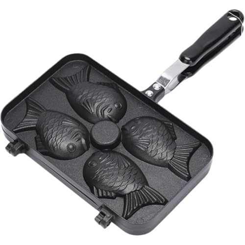 Kwueiit IH対応 直火対応 タイ焼き器 家庭用 アルミ製 たい焼き器 ノンスティック 魚型 手作り 簡単お手入れ くっつかない (4穴)