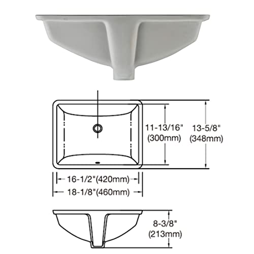 Meje #202H -18 Inch Vessel Sink Rectangle Undermount Bathroom Sink Lavatory Vanity Ceramic thumb #6