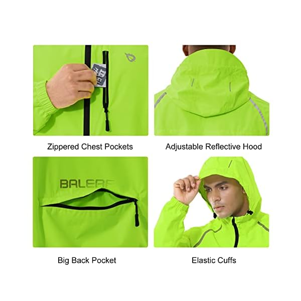 BALEAF Men's Cycling Rain Jacket Windbreaker Waterproof Running Gear