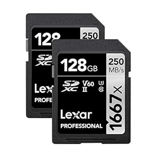 Lexar 128GB (2-Pack) Professional 1667x SDXC Memory Cards, UHS-II, C10, U3, V60, Full-HD & 4K Video, Up To 250MB/s Read, for Professional Photographer, Videographer, Enthusiast (LSD128CBNA16672)