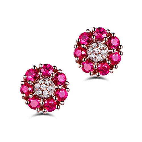 Boucles d'oreilles de mariage or rose et rubis pour sublimer la mariée ronde