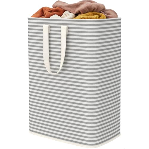 Image of Lifewit 1 Pack Laundry Basket 65L Each, Collapsible Clothes Hamper with Reinforced Handles, Freestanding Waterproof Design for Bedroom and Laundry Room, Grey 65L Total