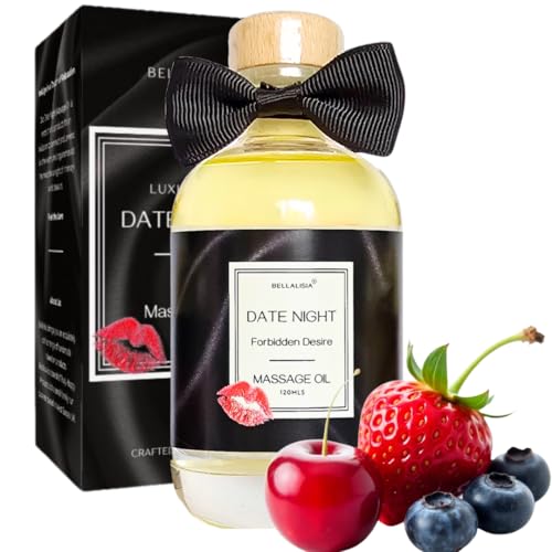 Luxurious Relaxing Massage Oil for Date Night Ideas, Premium Wild Berry Body Oil Perfect for Men & Women as Valentines Day Gifts. Natural Sensual Warming Couples Massage Oils for Relaxation & Fun