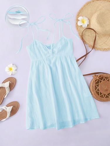Image of SOLY HUX Women's Summer Cami Sun Dress A Line Tie Shoulder Y2k Cute Casual Short Mini Beach Babydoll Dresses