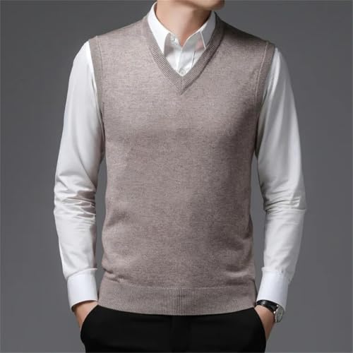 Men Slim Fit Knitted Pullovers V-Neck Sleeveless Business Wool Sweaters Vest 5