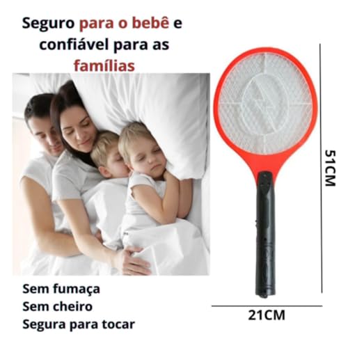 Raquete Elétrica Mata Mosquito Moscas Insetos Recarregável Usb