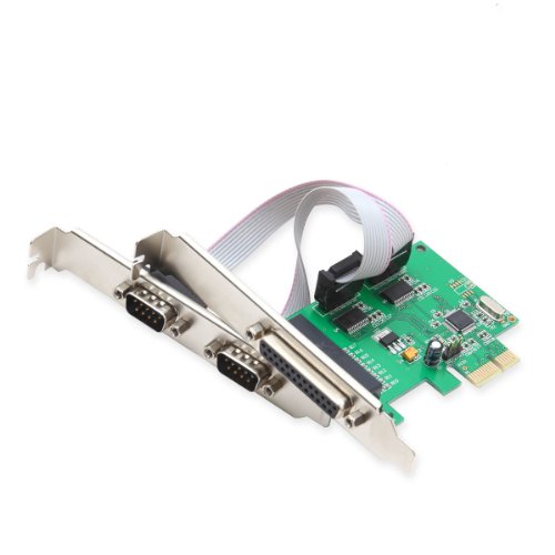 Io Crest SI-PEX50054 I/O Crest 2 Port Serial Com Db9 Rs-232 And 1 Port Db25 Printer Lpt1 Port Pci-E 1.0 X1 Card Wch382 Chipset cover