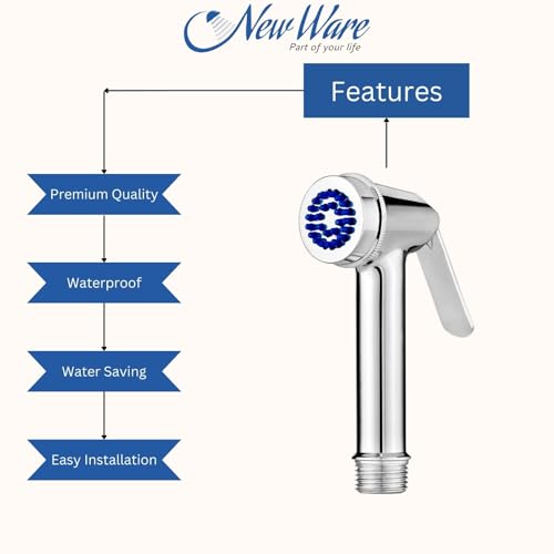 Image of New Ware Health Faucet Gun, Hand Jet Bidet Spray Head ABS Material Health Faucet for Bathroom, Toilet, Shower with Chrome Finish (Royal Faucet Gun)