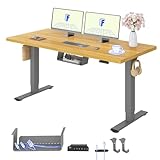 FLEXISPOT Höhenverstellbarer Schreibtisch 160x80cm mit 2 Motoren & 25MM einteiliger Tischplatte,ergonomischer Bürotisch - Ahorn, graues Gestell