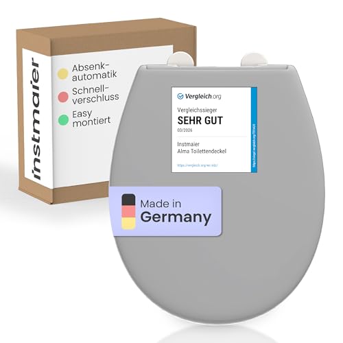 instmaier Alma | Toilettendeckel mit Absenkautomatik | Manhattan Grau | Made in Germany | Ovale Form | Toilettensitz aus Duroplast | Leicht abzunehmende Toilettenbrille | WC-Sitz stabil bis 250kg