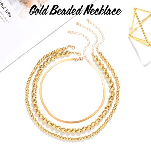 Sixexey Gold Beaded Necklace Layered Necklaces Beads Ball Chain Necklace Jewelry for Women2