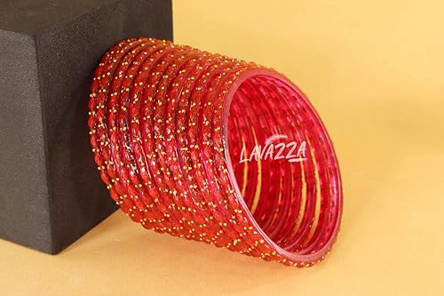 Image of LAVAZZA Raindrop Glass Bangles Set For Women & Girls with Zircon Diamond Stone & Beads | Trendy Transparent Crystal Glass Bangles | Fancy Kanch ki Chudi Set | Bangles for Wedding, Party- Set of 12
