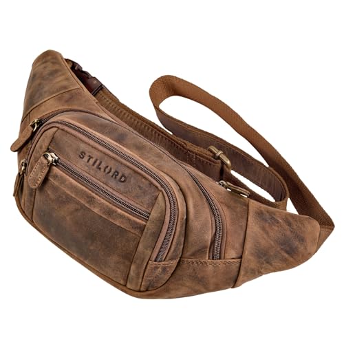 STILORD 'Dublin' Sac Banane Homme Cuir Véritable Grande Taille au Look Vintage avec Sangle réglable et Grande Capacité - Sacoche Ceinture pour Randonnée, Voyage et...