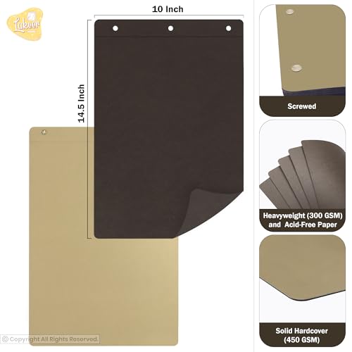 Image of Lakeer 14.5 x 10 Inch DIY Scrapbook-Photo Album | 15 Sheets + 3 Sheets Free (36 Pages)-300 GSM Thick | For Photo Album, DIY Craft, Scrapbooking Activity, Sketching (Coffee Brown)