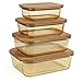 dokaworld Natural Acacia Lids Set for Food Storage Glass Containers (4pcs) - Lids are compatible with all Glass Food Storage Containers Sets