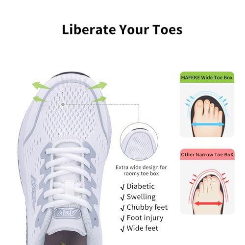 Image of MAFEKE Womens Wide Toe Box Walking Shoes Arch Support Orthotic Sneakers Wide Width Tennis Shoes for Plantar Fasciitis Bunions US 6.5-11