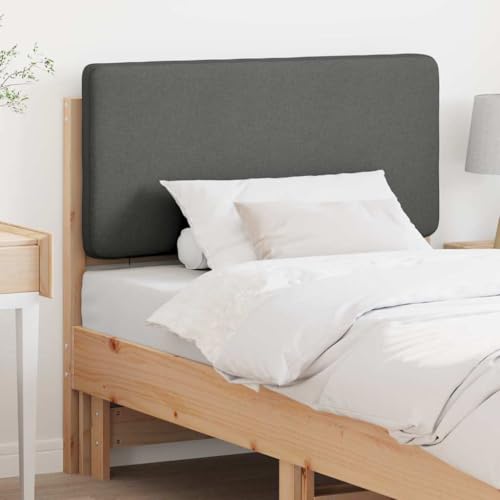 Runheo Cabecero tapizado de madera maciza de pino, 90 cm, color marrón y gris claro, diseño moderno, dormitorio, duradero
