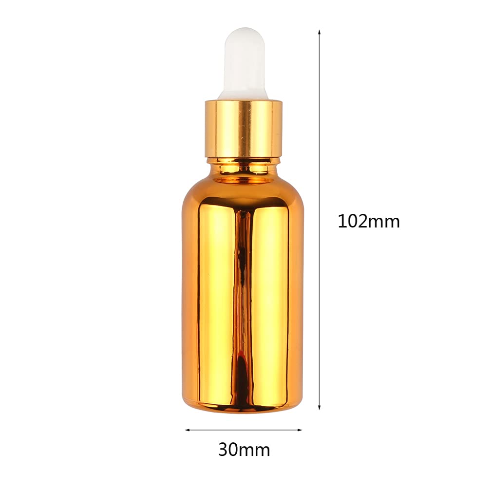 24 Pieza 30ml Oro Botellas de Cristal con Pipeta, 30 ml Frasco Cuentagotas Cristal con Tapón de Rosca Oro, Botella de Vidrio con Cuentagotas para Aceite Esencial Aromaterapia