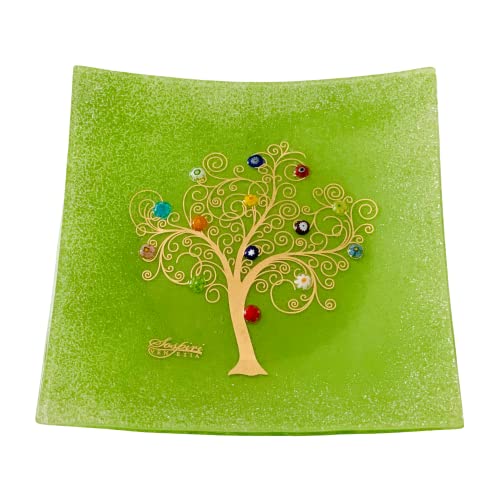 Sospiri Venezia Murano Glass Decorative Dish, Handcrafted Decorative Bowls for Home Decor Centerpiece Tray, Key Bowl
