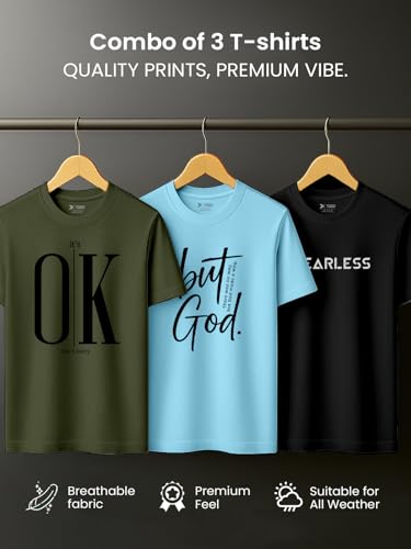 Image of XENOVAURBAN Men's Printed T-Shirt Combo Pack of 3 | Regular Fit Cotton Tshirts for Man - PRNT3