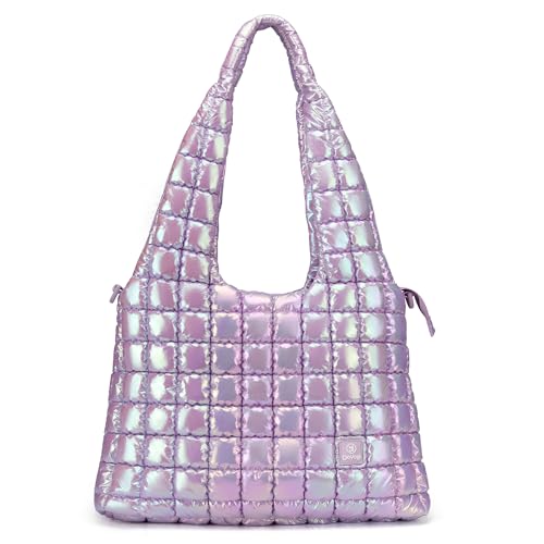 Puffer Travel bag-Gym bag+Tote Bag-Light Purple