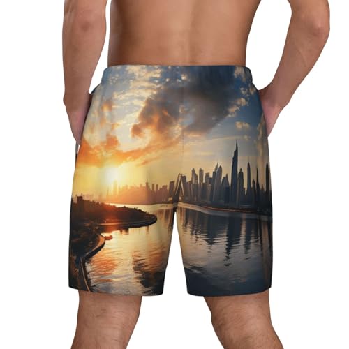 Men's Swim Trunks Quick Dry Board Shorts New York in The Sunset Beach Shorts with Pocket Bathing Suits for Men3